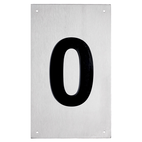 Tryckplåt, rostfri, med svart symbol ''0''