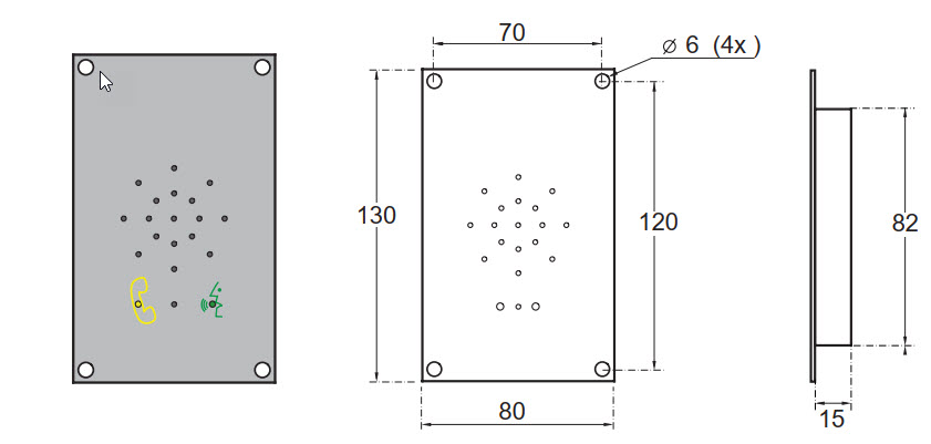 Nödtelefon, SafeLine MX2, infälld, med pictogram