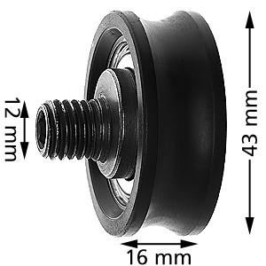 Underrulle, Passar Wittur/Selcom, ø43/39x16mm, Axel M12 excenter