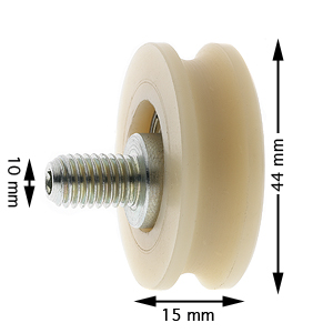 Bärulle, IGV, ø44/38x15mm, Axel M10 excenter, rundspår