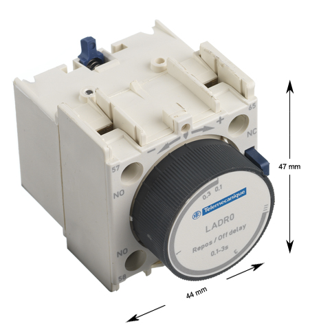Tidblock, Schneider/Telemec., LADR0, OFF-fördröjning, 0.3-3s, 1NO+1NC