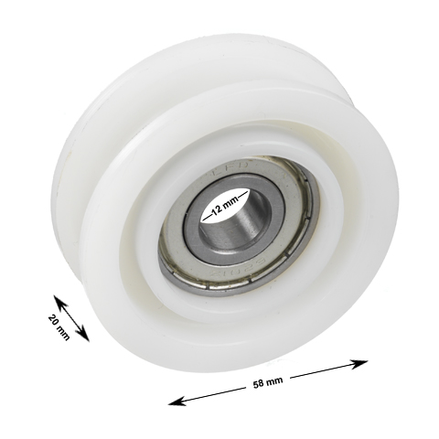 Bärrulle, Monitor/Schindler, 56/50/12x20/13mm, flatspår