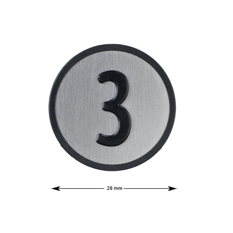 Tryckbricka för KONE KSS, grå, ''3''