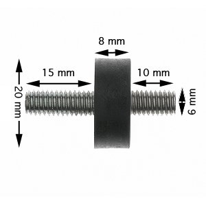 Vibrationsdämpare, Deve, D20, B8, M6x15+10