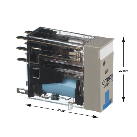 Relä, 2-vxl, 48VDC, 5A