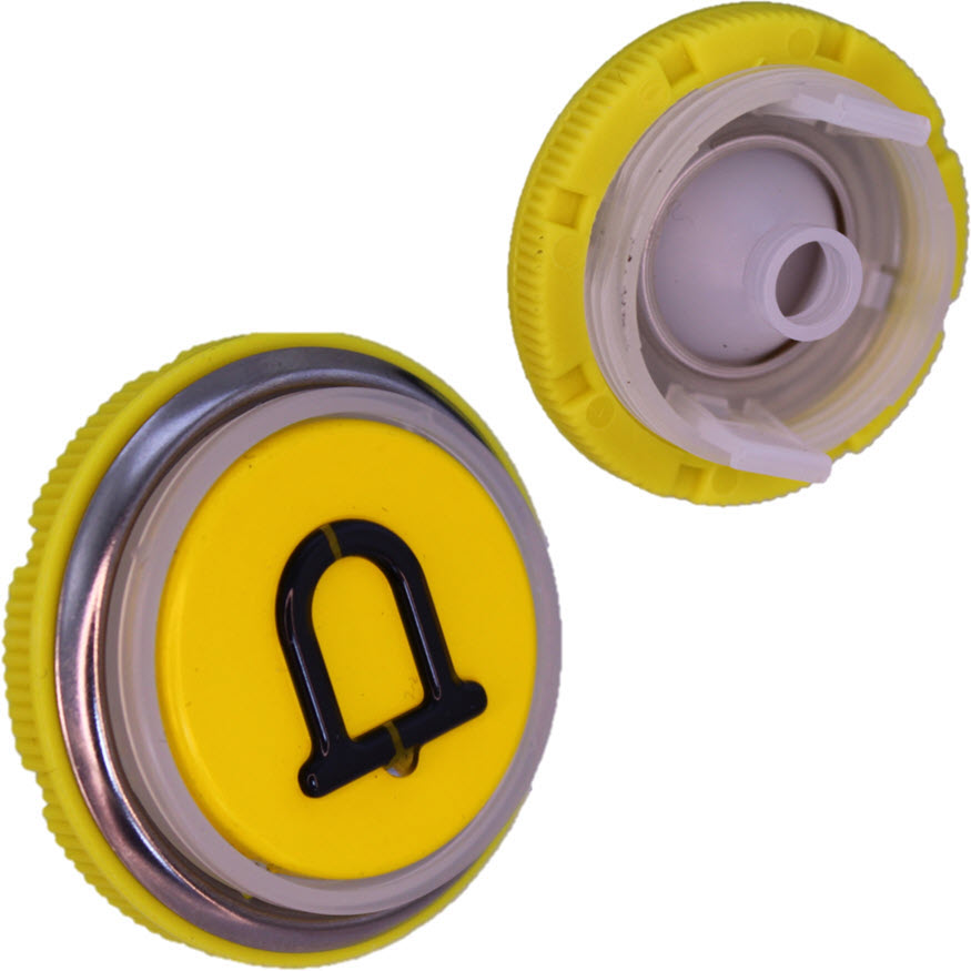 Knapptrycke BF/BL, DMG, Alarm, gul, klocka