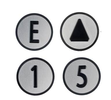 Tryckbricka för KONE KSS, grå, ''9''