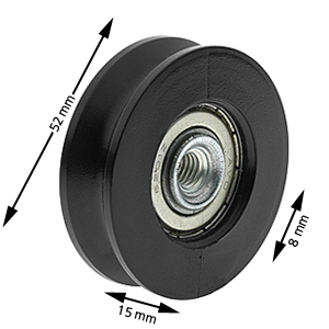 Bärrulle, Monitor 92VF, 52/44x16mm, Hål M8
