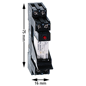 Printrelä, 24VDC, 12A, 2CO-Kontakter, m. sockel+diod