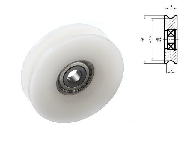 Bärrulle, Thyssen S8/K8, ø70/62/10x17mm