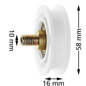 Bärrulle, IGV, ø58x17mm, Axel M10, flatspår
