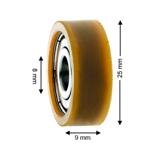 Underrulle, Deve, D=25/8x9mm