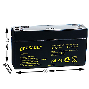 Batteri, 6V, 1.3Ah