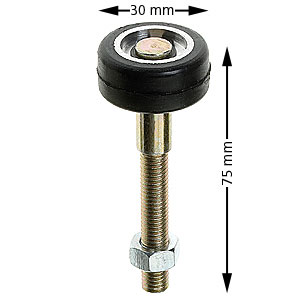 Låsrulle med axel, M12x125mm, 30mm rulle
