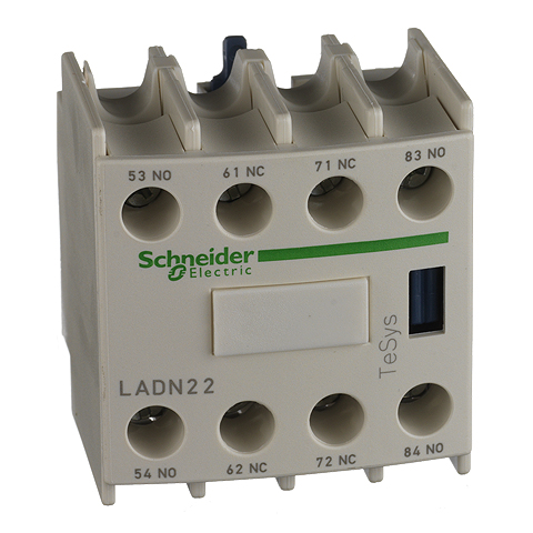 Hjälpkontaktblock, Schneider/Telemec., LADN22, 2NO/2NC, TeSys D