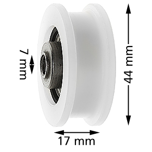 Bärrulle, Prisma, ø44/38/M8x17mm, flat spår