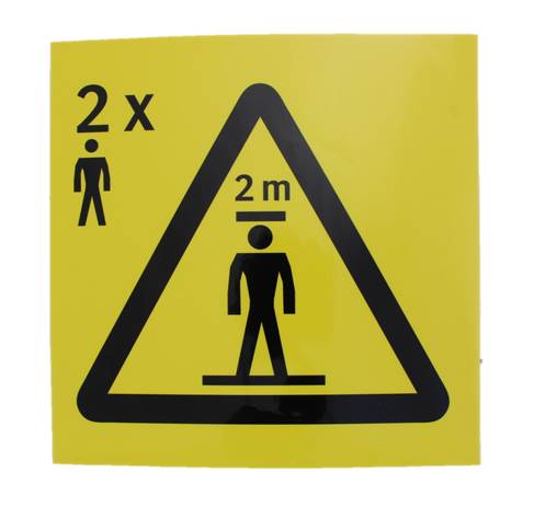 Skylt, räddningsutrymme 2m, 2 personer stående