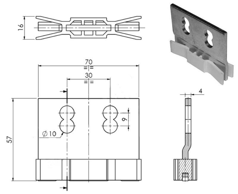 Understyrning, Schindler QKS6/8/9 m metallfäste, spår 15mm