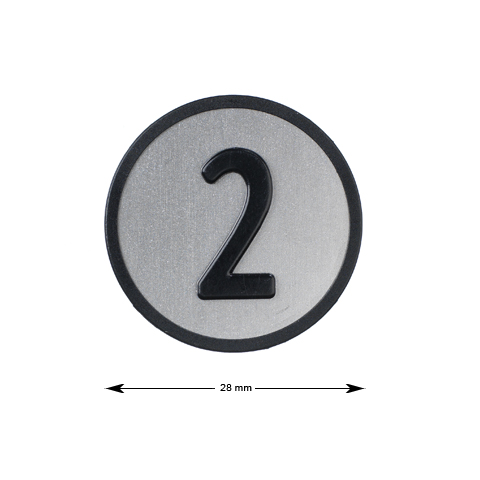 Tryckbricka för KONE KSS, grå, ''2''