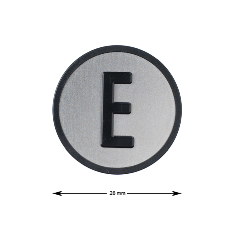 Tryckbricka för KONE KSS, grå, ''E''