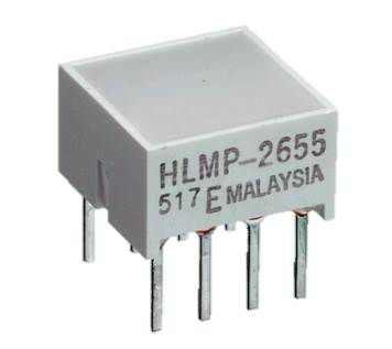 Bredband Indikering LED, HLMP-2655, röd, 8,9x8,9mm