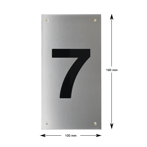 Tryckplåt, rostfri, med svart symbol ''7''