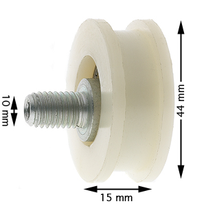 Bärrulle, IGV, ø44/38x18mm,  Axel M10 excenter, flatspår