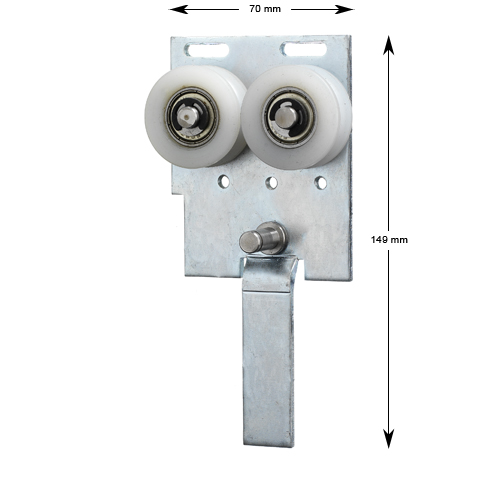 Viksamdörr, dubbelplatta med rullar, fz., vänster