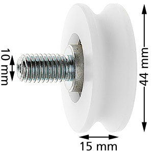 Bärrulle, IGV, ø44/37x15,5mm, Axel M10, utan excenter