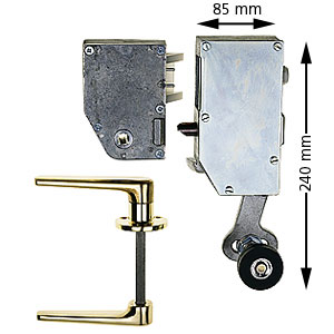 Handtagslås, L-21-H, med handtag, krom